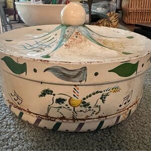 Vintage Hand-Painted Circus Circular Tin